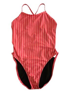 Jolyn Gavin Pink Striped Swim Suit, One Piece